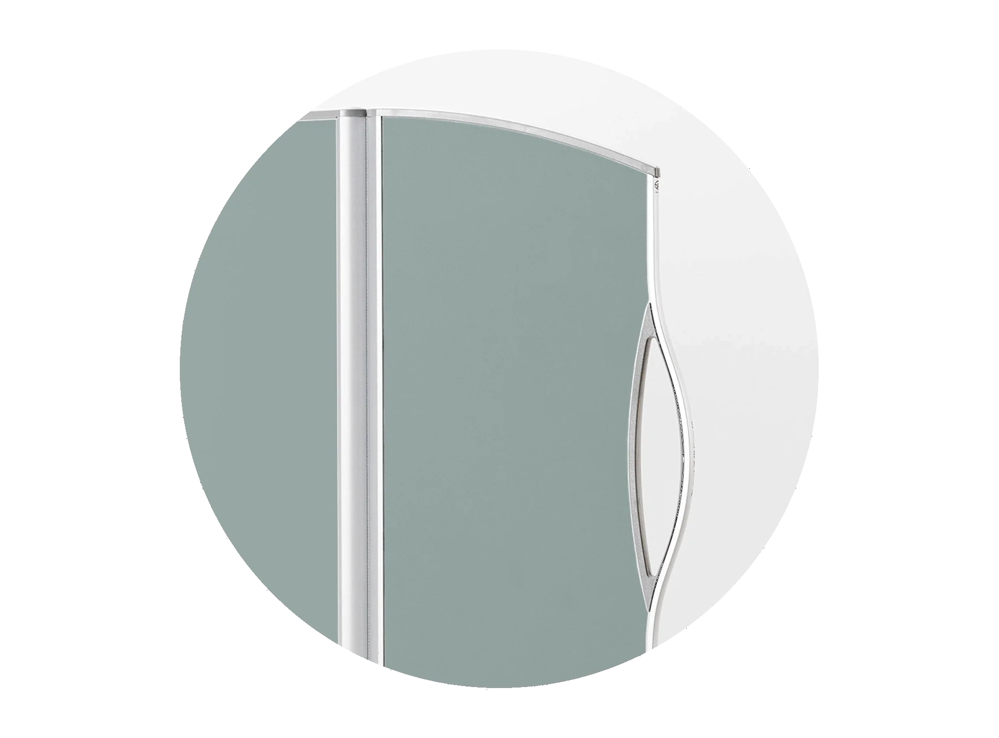 Round design-option thumbnail showing a folding screen panel in a forest laminate color.