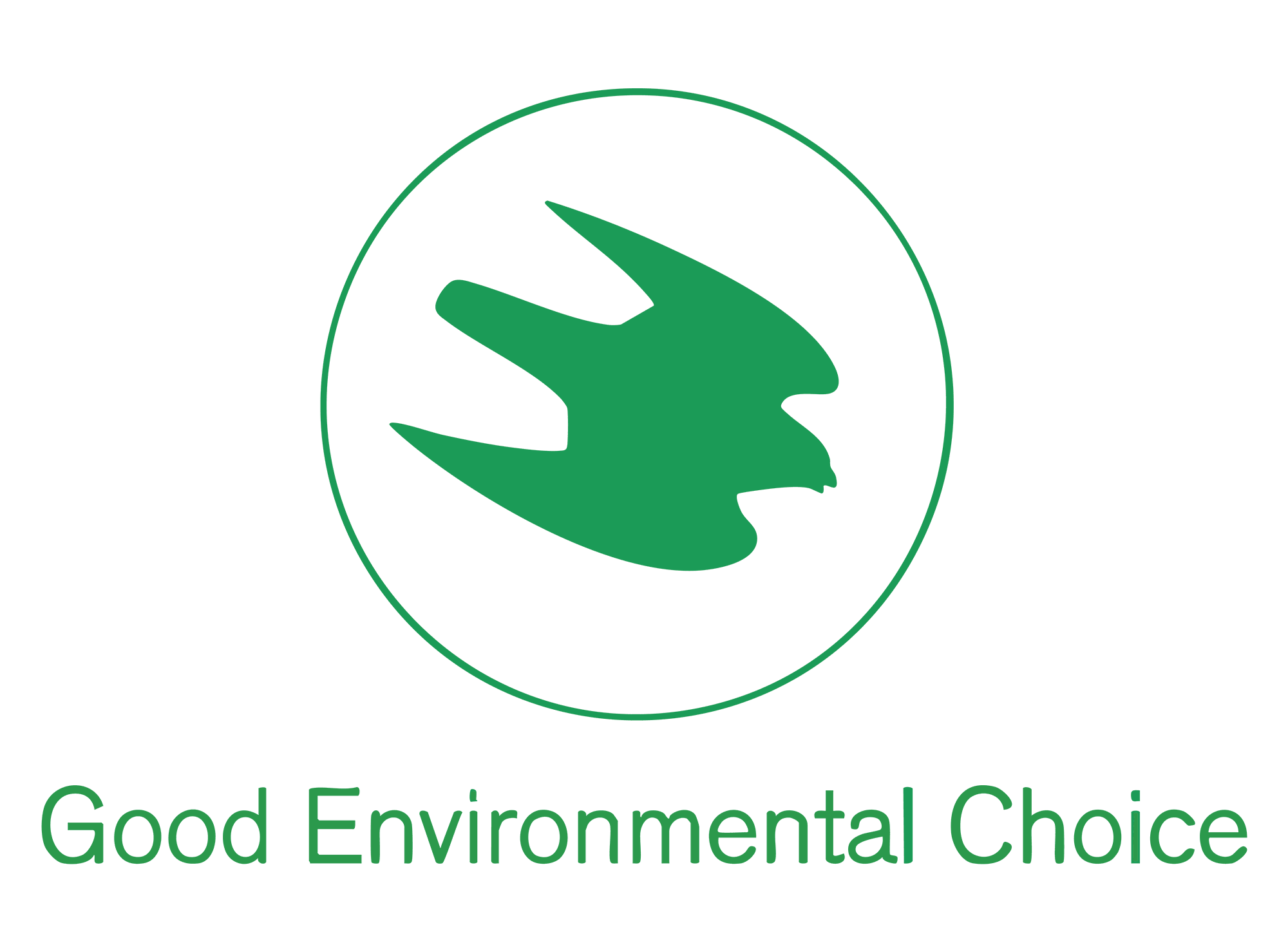 Milieukeurmerk Good Environmental Choice met een groene zwaluw.