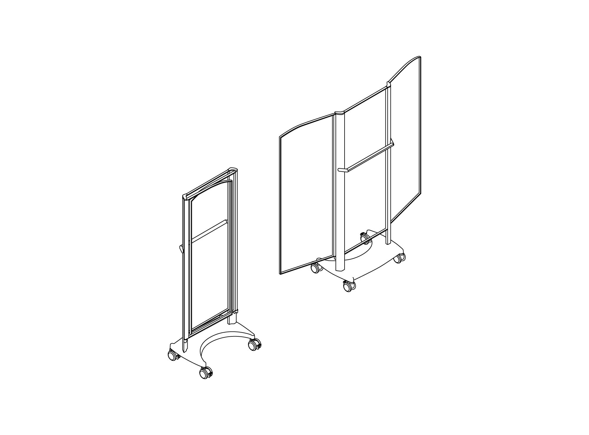 Disegno di specifica prodotto degli schermi trasparenti mobili Silentia Clear.